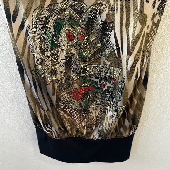 Ed Hardy Y2K vintage Brown and Black Animal Print Embellished Camisole size M - Picture 2 of 8